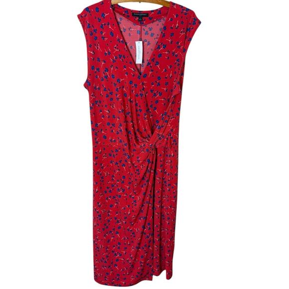 Banana Republic Factory Women’s Sz Large Dress Printed Faux Wrap New NWT Red - Picture 2 of 8